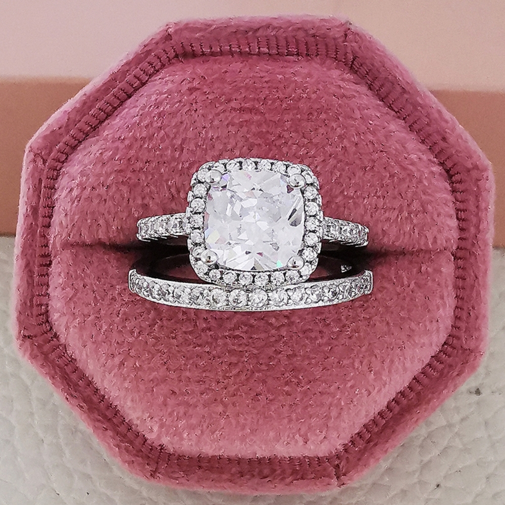 Classic Square Cut Diamond Jewelry Set